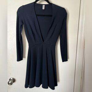 American Apparel Navy, Plunge Fit & Flare Dress